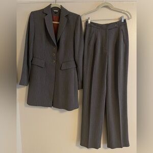 Tailored Gray Blazer and Wide-Leg High Waisted Trousers